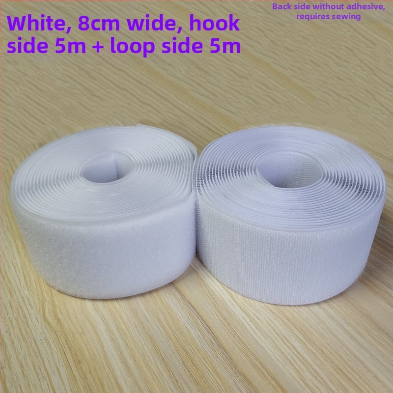 Bandă Velcro pentru fixare la cusut pe haine, încălțăminte și pălării; 50% nylon + 50% poliester.