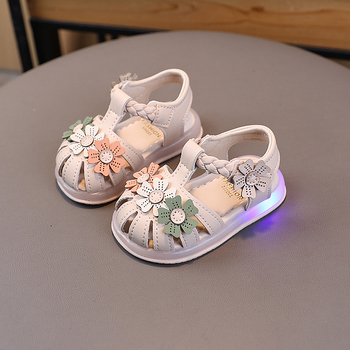 Princezine sandale za bebe i djecu od 1–3 godine sa svjetlom, umjetna koža gornji dio, PVC potplat, Velcro zatvarač