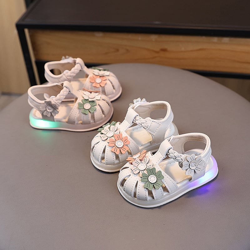 Princezine sandale za bebe i djecu od 1–3 godine sa svjetlom, umjetna koža gornji dio, PVC potplat, Velcro zatvarač