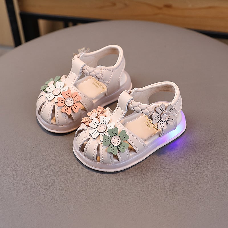 Princezine sandale za bebe i djecu od 1–3 godine sa svjetlom, umjetna koža gornji dio, PVC potplat, Velcro zatvarač