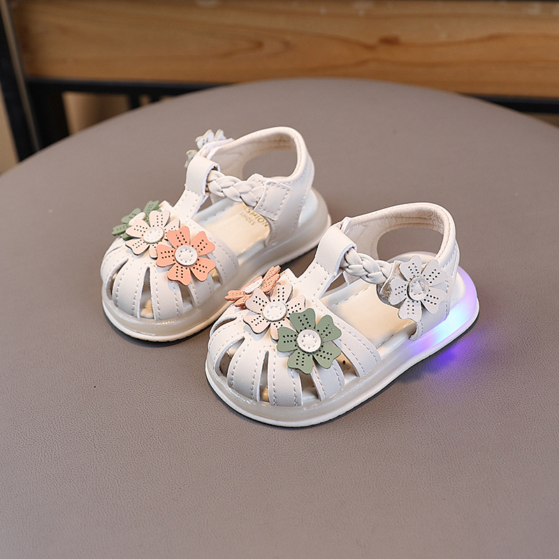 Princezine sandale za bebe i djecu od 1–3 godine sa svjetlom, umjetna koža gornji dio, PVC potplat, Velcro zatvarač