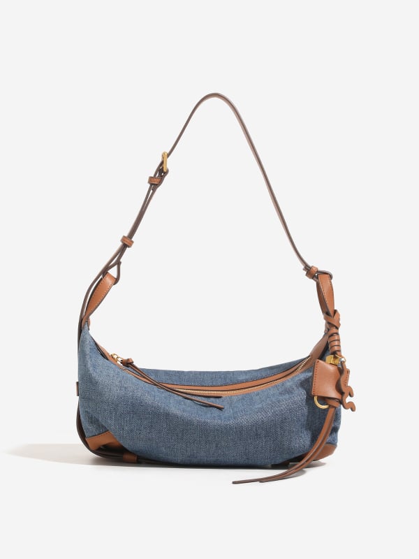 Torba za pazuh u obliku jastuka, denim, rodno neutralna, zatvarač, unutarnji džep sa zipom
