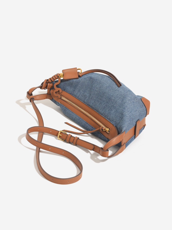 Torba za pazuh u obliku jastuka, denim, rodno neutralna, zatvarač, unutarnji džep sa zipom