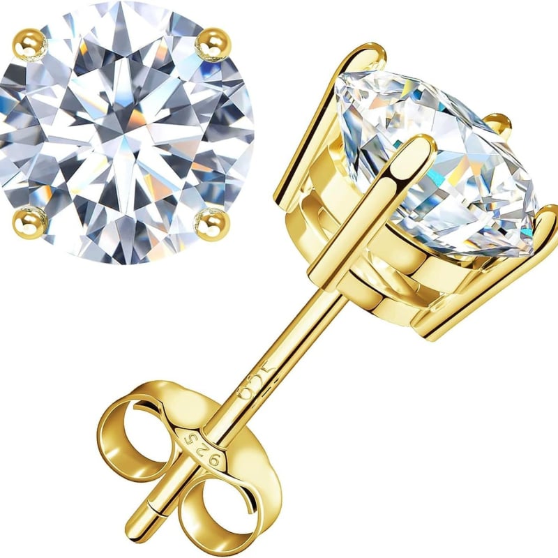 Дамски обици с моиссанит, сребро 925, четиризъбна настройка, електроплакиране, модерен стил