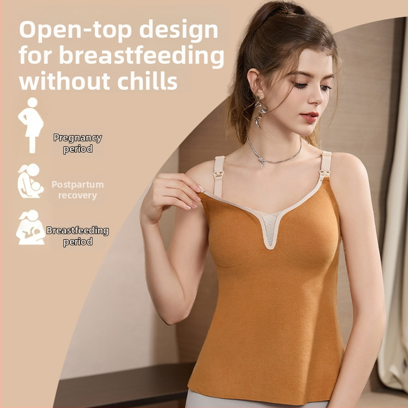 Dojilno donje rublje za zimu, s debelim oblikovanim košaricama, spandex materijal, fiksni dvostruki naramenice, duboki V stil minimalistički, dojenje