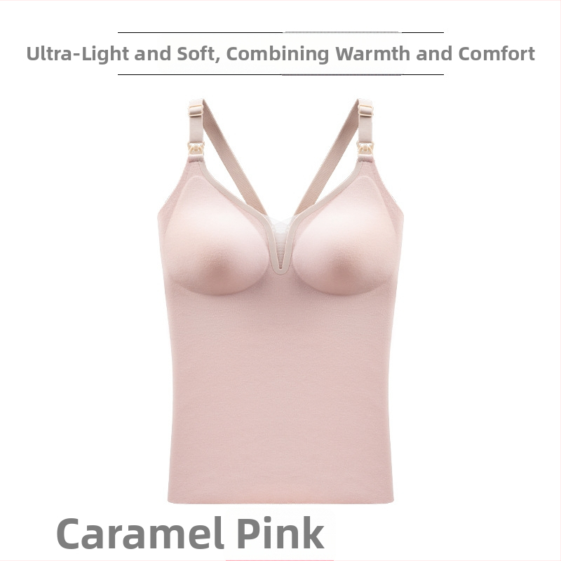 Dojilno donje rublje za zimu, s debelim oblikovanim košaricama, spandex materijal, fiksni dvostruki naramenice, duboki V stil minimalistički, dojenje
