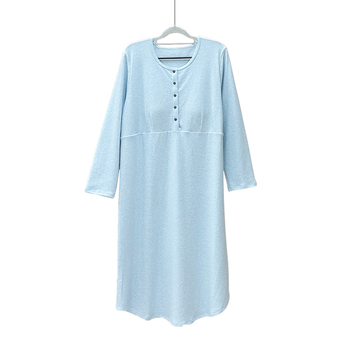 Φόρεμα μητρότητας από βαμβάκι με κουμπιά μπροστά, στρογγυλή λαιμόκοψη, μακριά μανίκια, φαρδύ σιλουέτα, μακρύ μήκος