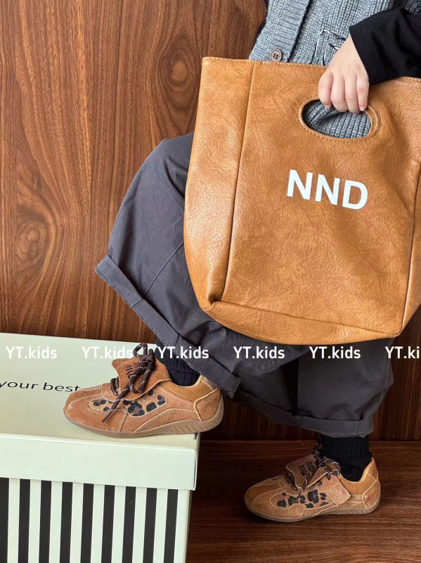 Dječje tenisice s retro leopard printom, njemački trkački stil, kožni gornji dio, jesen 2025