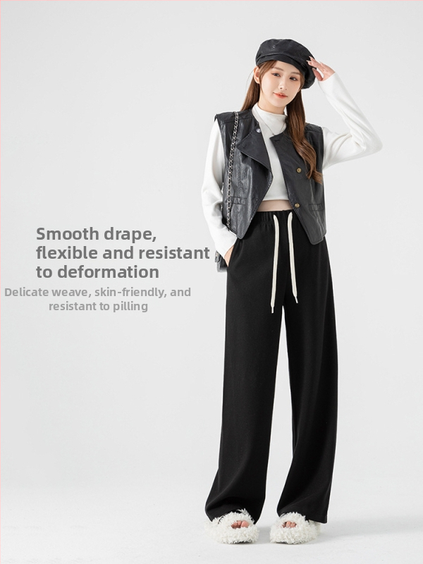 Pantaloni tricotati largi – pentru gravide, croială lejeră, calzi, amestec cașmir-polyester (30–50% poliester), elasticitate mare, toamnă 2024