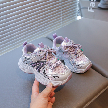 Dječje tenisice u stilu Dad Shoes s mrežastim gornjim dijelom, karikaturni uzorak, Velcro zatvaranje, prozračnost, lagane, protuklizna potplat