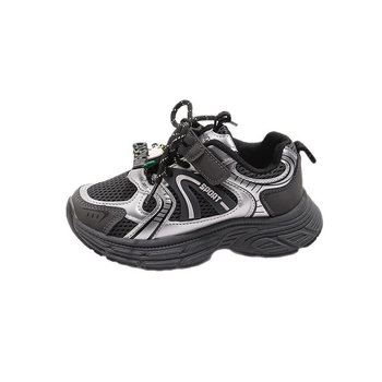 Dječje tenisice u stilu Dad Shoes s mrežastim gornjim dijelom, karikaturni uzorak, Velcro zatvaranje, prozračnost, lagane, protuklizna potplat