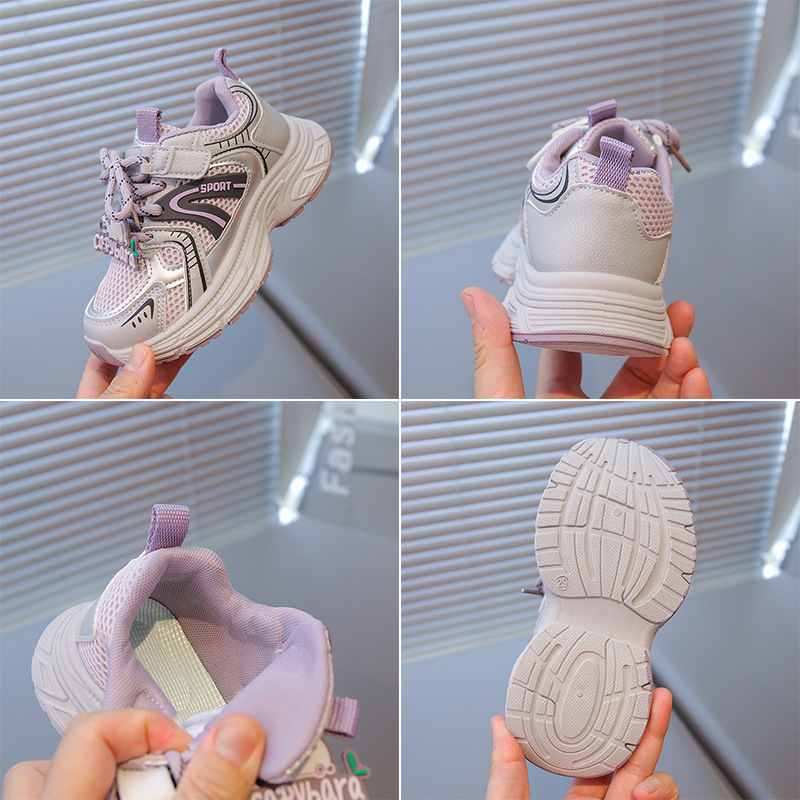 Dječje tenisice u stilu Dad Shoes s mrežastim gornjim dijelom, karikaturni uzorak, Velcro zatvaranje, prozračnost, lagane, protuklizna potplat