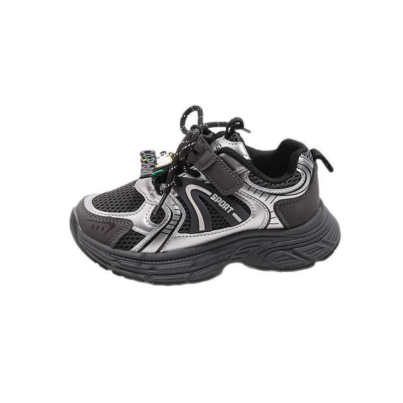 Dječje tenisice u stilu Dad Shoes s mrežastim gornjim dijelom, karikaturni uzorak, Velcro zatvaranje, prozračnost, lagane, protuklizna potplat