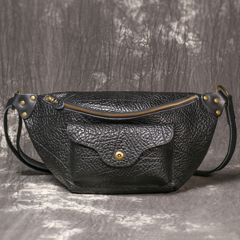 Muška torbica za prsa od prave kože, koža prvog sloja, crossbody, ergonomski dizajn za smanjenje opterećenja, jednobojni uzorak, podstava od poliester-pamuk