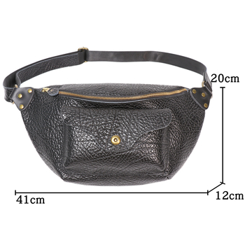 Muška torbica za prsa od prave kože, koža prvog sloja, crossbody, ergonomski dizajn za smanjenje opterećenja, jednobojni uzorak, podstava od poliester-pamuk