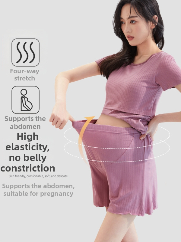 Tehotenské šortky na leto, tenký Ice Silk materiál, priedušné, voľný strih, viskóza so spandexom