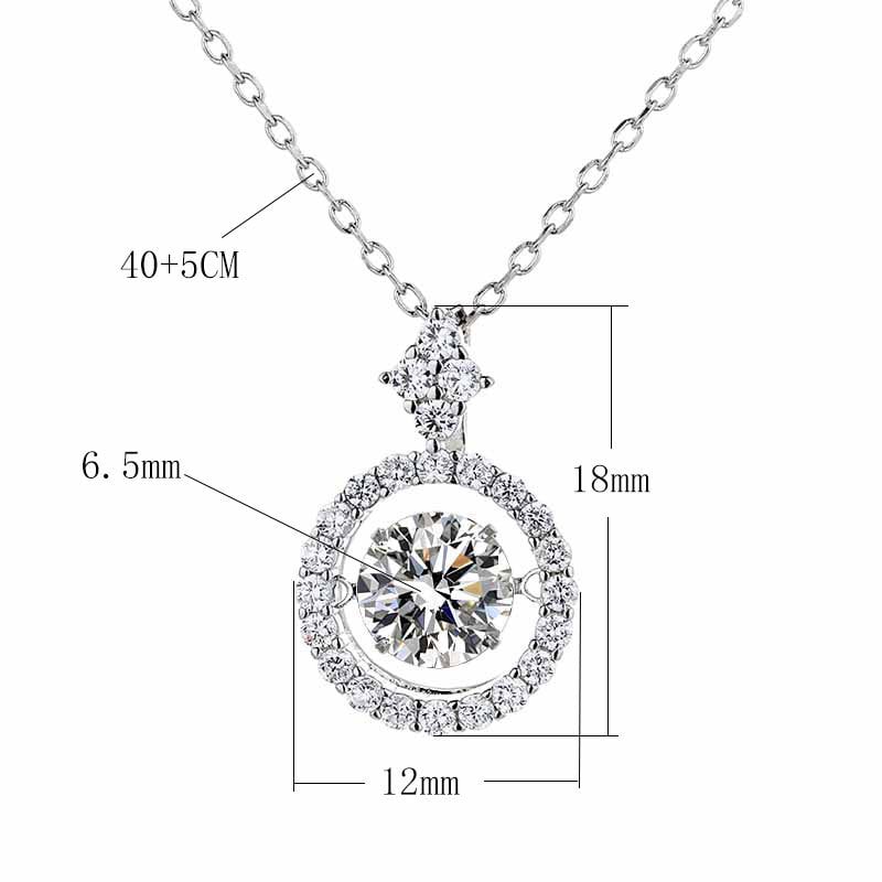 Colier din argint S925 cu moissanite, lanț O, pandantiv argintiu, 2,6 g