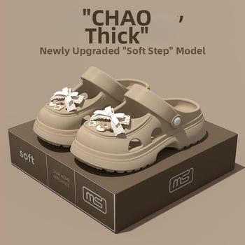 Női EVA perforált szandálok, körülbelül 8 cm vastag talppal, lélegzőek, növelik a magasságot, EVA felsőrész, injektált talp