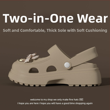 Női EVA perforált szandálok, körülbelül 8 cm vastag talppal, lélegzőek, növelik a magasságot, EVA felsőrész, injektált talp