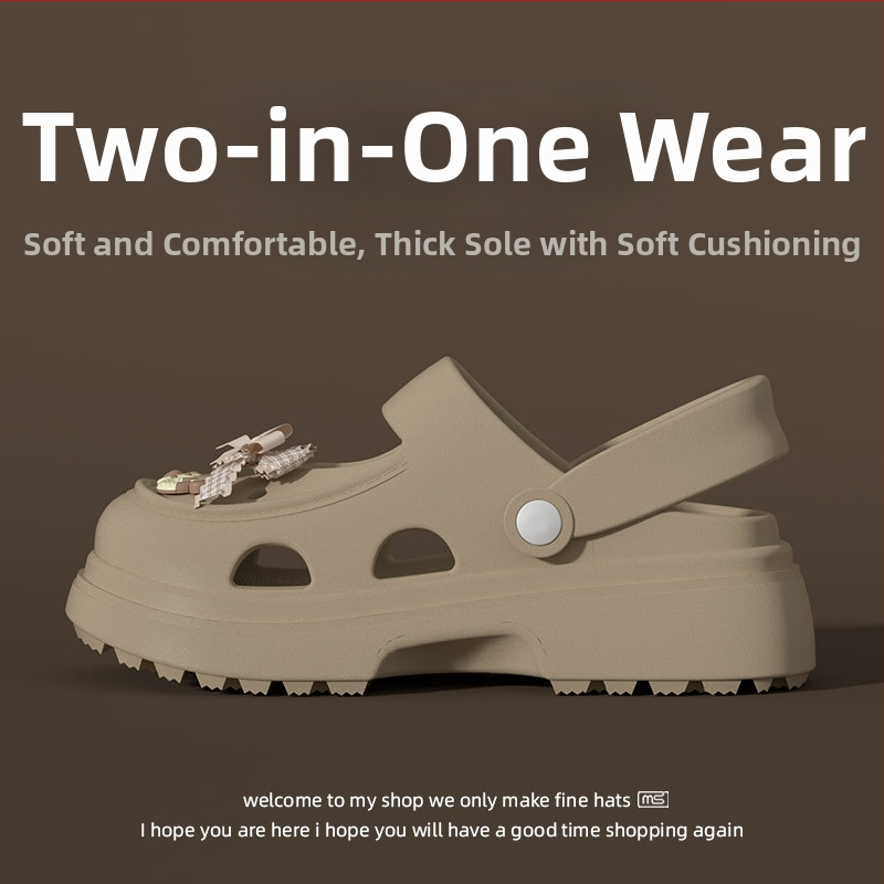 Női EVA perforált szandálok, körülbelül 8 cm vastag talppal, lélegzőek, növelik a magasságot, EVA felsőrész, injektált talp