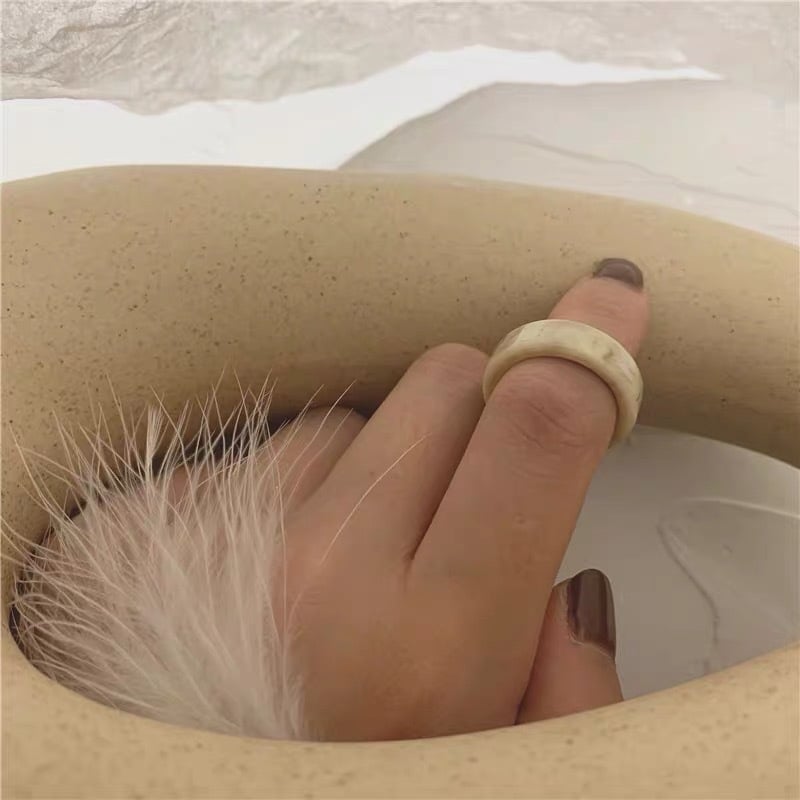 Ötfős geometriai gyűrűkészlet gyantából, elektroplatált, női minimalist stílus