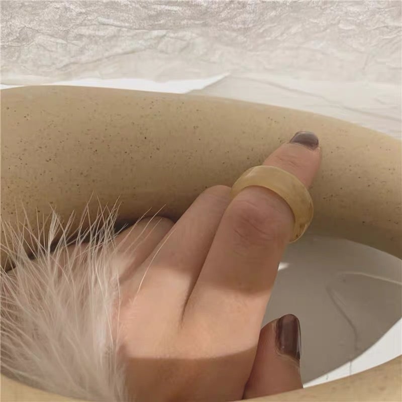 Ötfős geometriai gyűrűkészlet gyantából, elektroplatált, női minimalist stílus