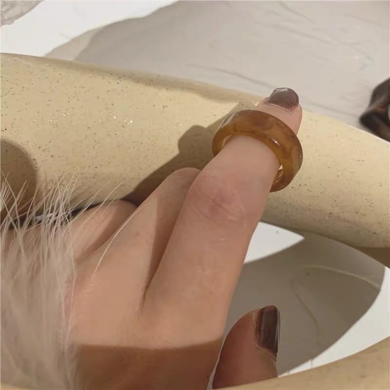 Ötfős geometriai gyűrűkészlet gyantából, elektroplatált, női minimalist stílus