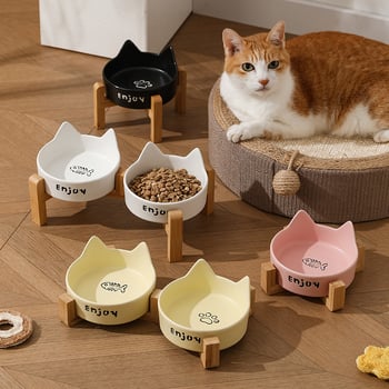 Κεραμικό μπολ φαγητού και νερού για γάτες με σχέδιο κατά της ανατροπής, μπολ γάτας ιδιωτικής μάρκας
