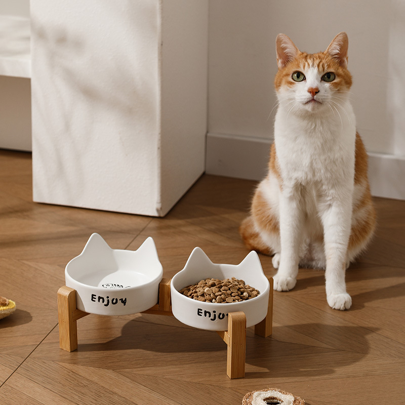 Κεραμικό μπολ φαγητού και νερού για γάτες με σχέδιο κατά της ανατροπής, μπολ γάτας ιδιωτικής μάρκας