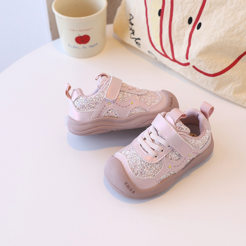 Детски спортни обувки за момичета — есен 2025, велкро закопчаване, микрофибърна горна част, гумена подметка, устойчиви на износване