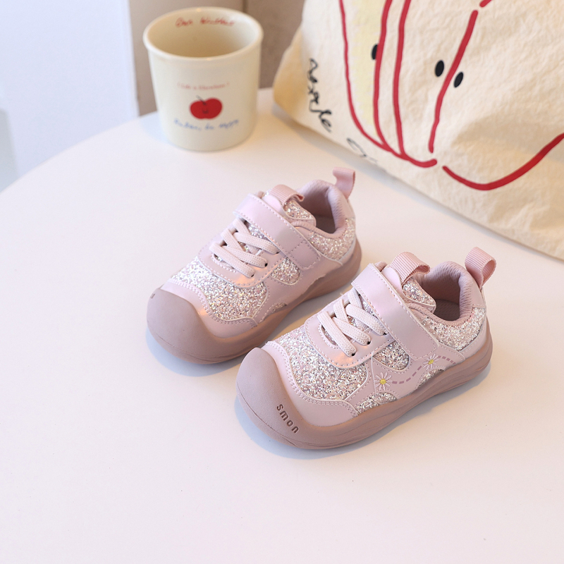 Детски спортни обувки за момичета — есен 2025, велкро закопчаване, микрофибърна горна част, гумена подметка, устойчиви на износване