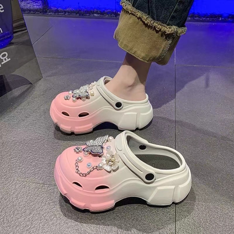 Női Crocs-stílusú szandál EVA felsőrésszel és EVA talppal, 7 cm-es platformával, könnyű és csúszásmentes