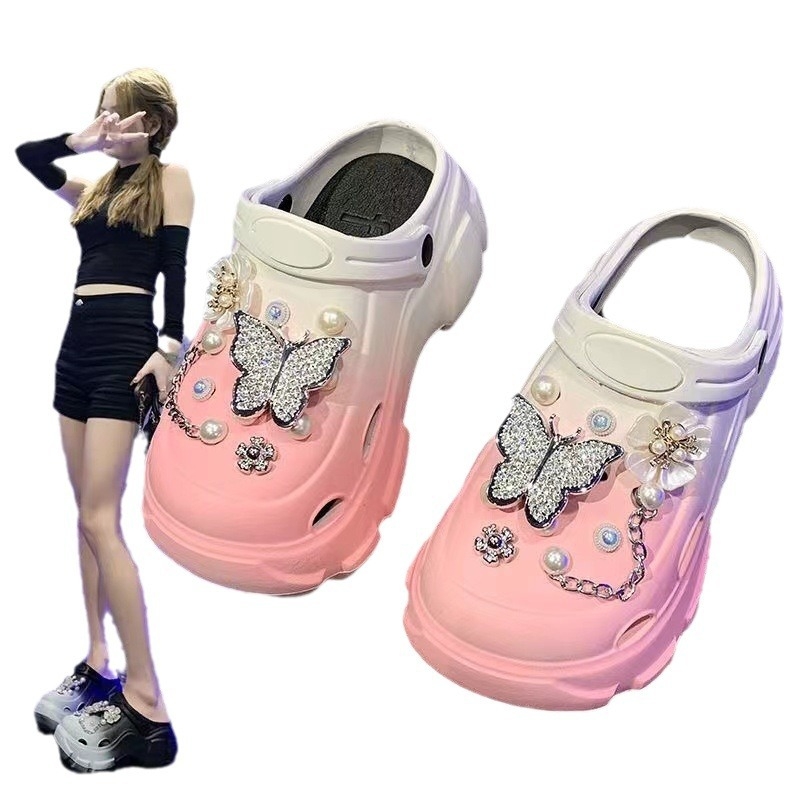 Női Crocs-stílusú szandál EVA felsőrésszel és EVA talppal, 7 cm-es platformával, könnyű és csúszásmentes