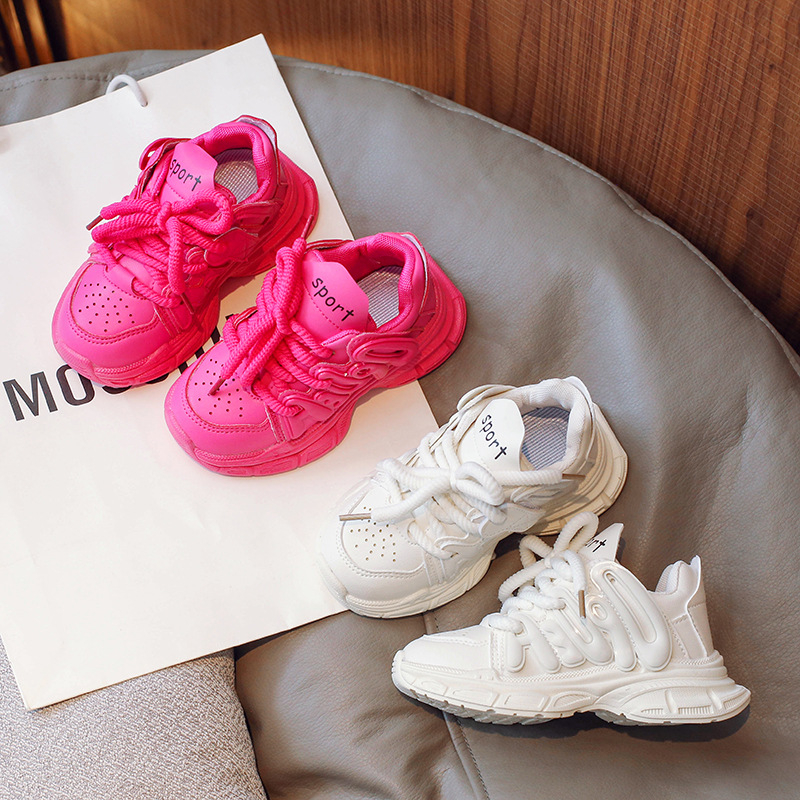 Dječje tenisice u stilu dad sneakers s PU gornjim dijelom i mrežicom, lagane, prednje vezivanje, za djecu 1–12 godina, proljeće i jesen