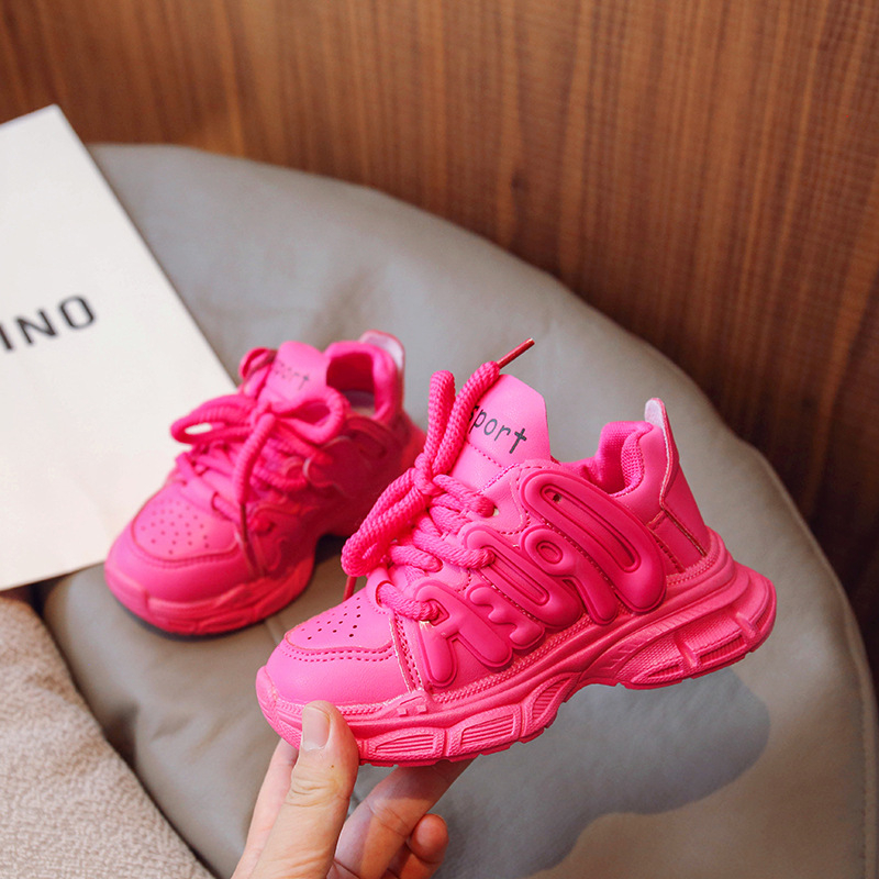 Dječje tenisice u stilu dad sneakers s PU gornjim dijelom i mrežicom, lagane, prednje vezivanje, za djecu 1–12 godina, proljeće i jesen