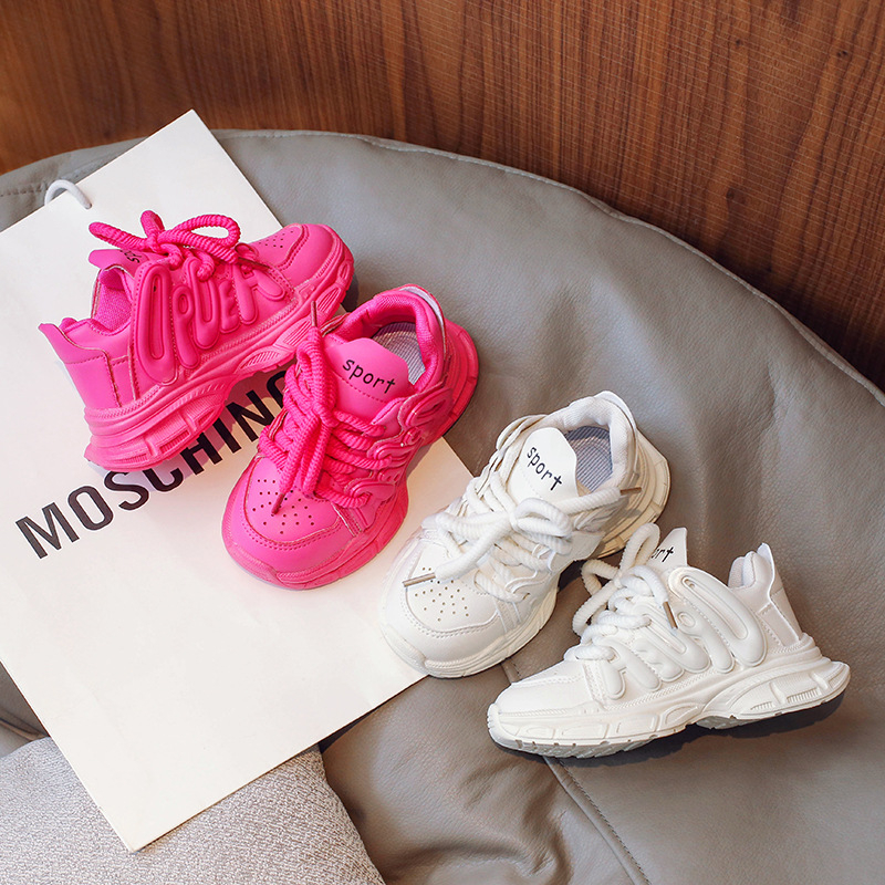 Dječje tenisice u stilu dad sneakers s PU gornjim dijelom i mrežicom, lagane, prednje vezivanje, za djecu 1–12 godina, proljeće i jesen