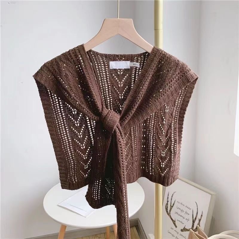 Плетен шал за жени, райета, имитационна яка, полиестер, рапорно плетиво