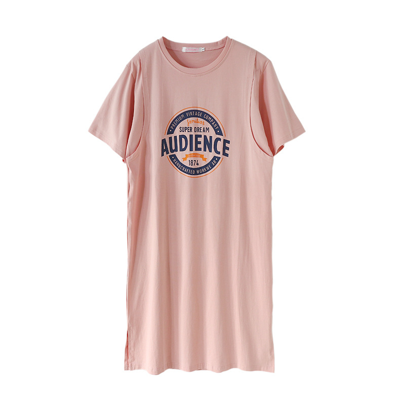 Φόρεμα θηλασμού με πρόσβαση, μίντι Α-γραμμή, βαμβάκι 95%+, στρογγυλή λαιμόκοψη, μανίκια 3/4, ιαπωνο-κορεατικό στυλ χαλάρωσης.