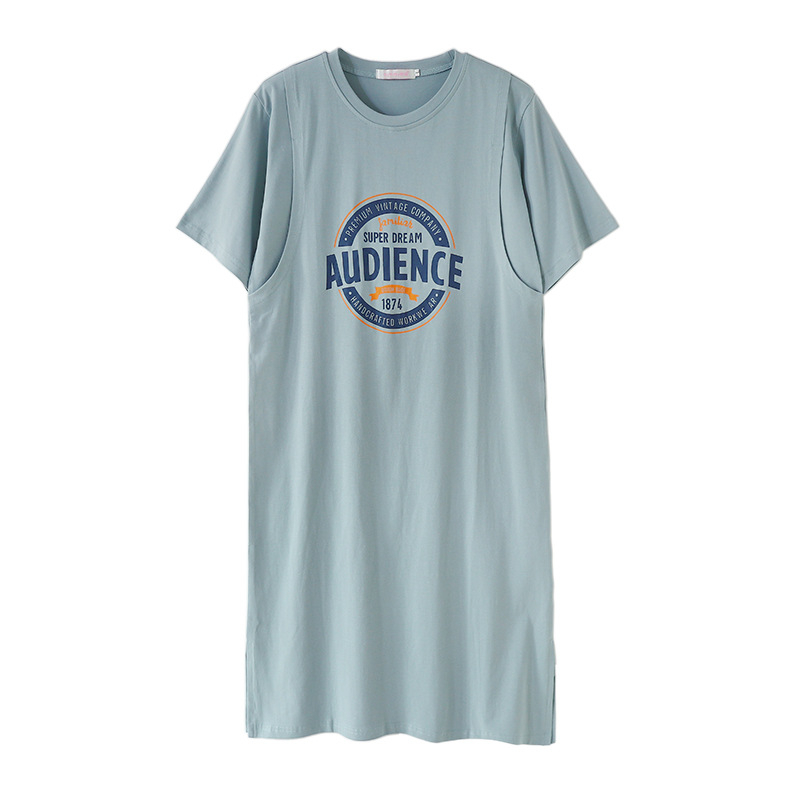 Φόρεμα θηλασμού με πρόσβαση, μίντι Α-γραμμή, βαμβάκι 95%+, στρογγυλή λαιμόκοψη, μανίκια 3/4, ιαπωνο-κορεατικό στυλ χαλάρωσης.