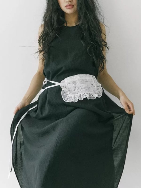 Čipkasta tašna za struk, prozirna, vezanje, pamuk, mekana, svjež i sladak stil