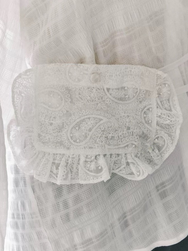 Čipkasta tašna za struk, prozirna, vezanje, pamuk, mekana, svjež i sladak stil