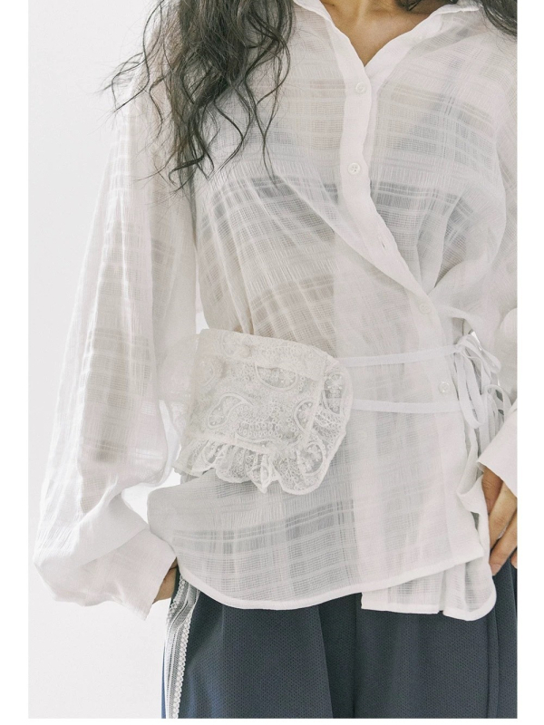 Čipkasta tašna za struk, prozirna, vezanje, pamuk, mekana, svjež i sladak stil