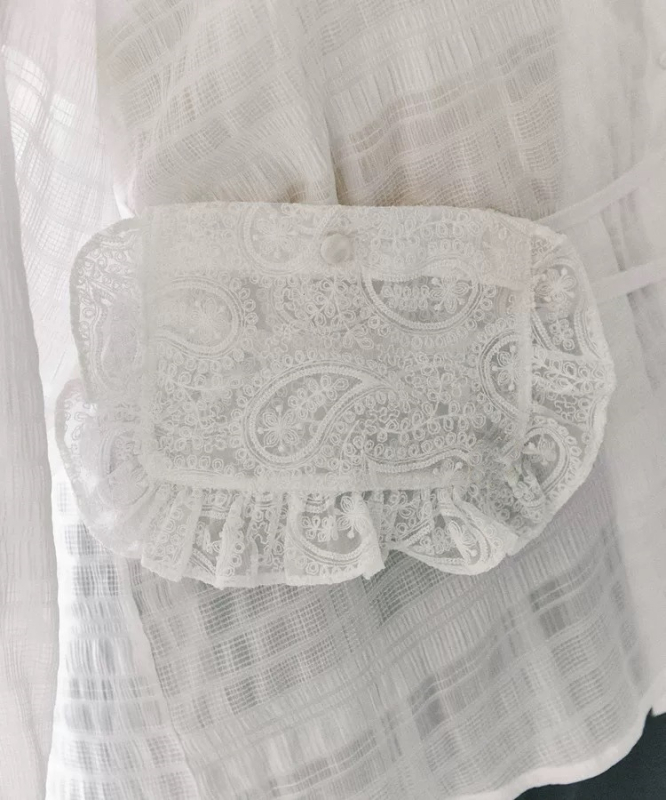 Čipkasta tašna za struk, prozirna, vezanje, pamuk, mekana, svjež i sladak stil