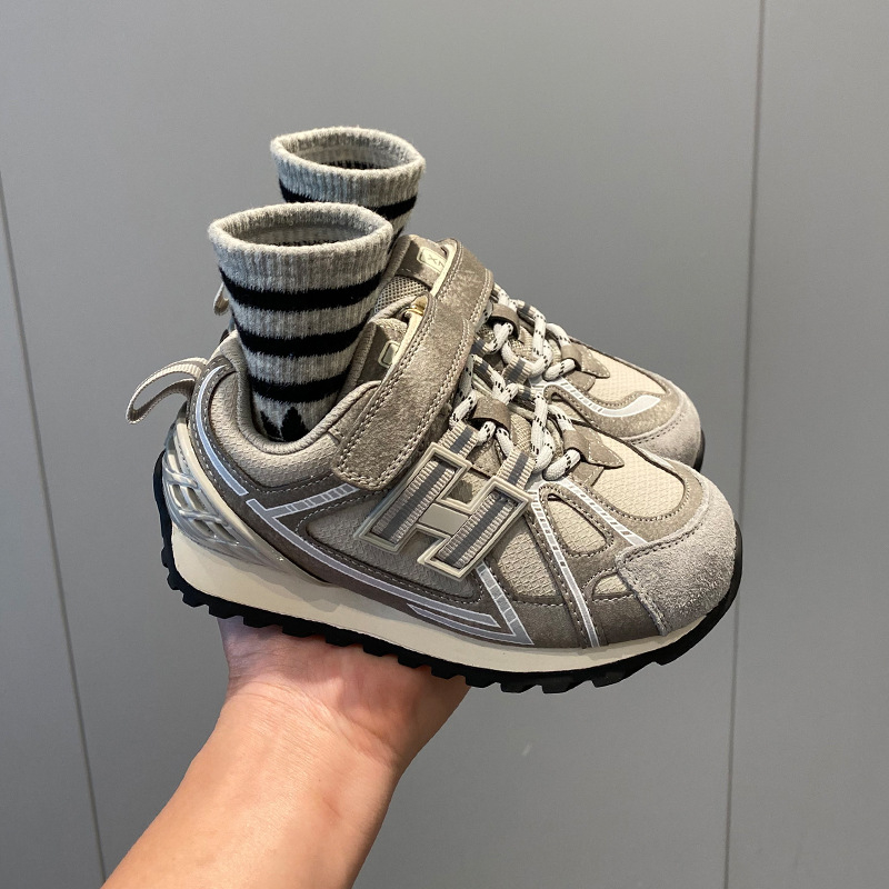 Dječje tenisice za trčanje s neklizajućom gumom, Velcro kopčom, gornji dio: Super fiber, unisex, uzrast 4–16 godina, za proljeće i jesen, izlazak jeseni 2025