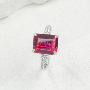 Zhou Hengfu Jewelry prsten od 925 srebra, kvadratnog geometrijskog oblika, premaz pravim zlatom, čarobni stil