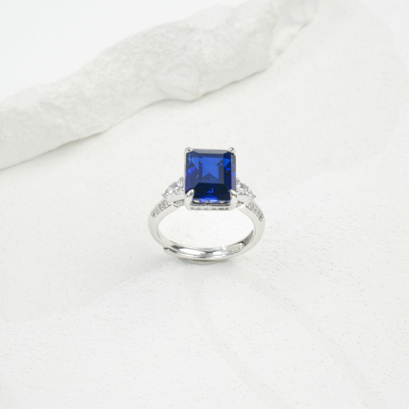 Zhou Hengfu Jewelry prsten od 925 srebra, kvadratnog geometrijskog oblika, premaz pravim zlatom, čarobni stil