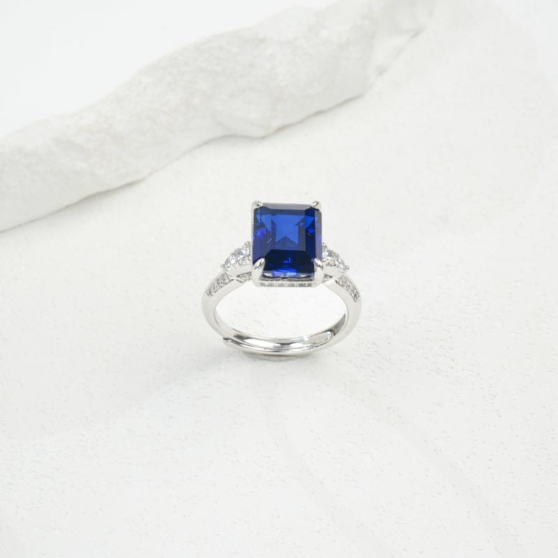 Zhou Hengfu Jewelry prsten od 925 srebra, kvadratnog geometrijskog oblika, premaz pravim zlatom, čarobni stil