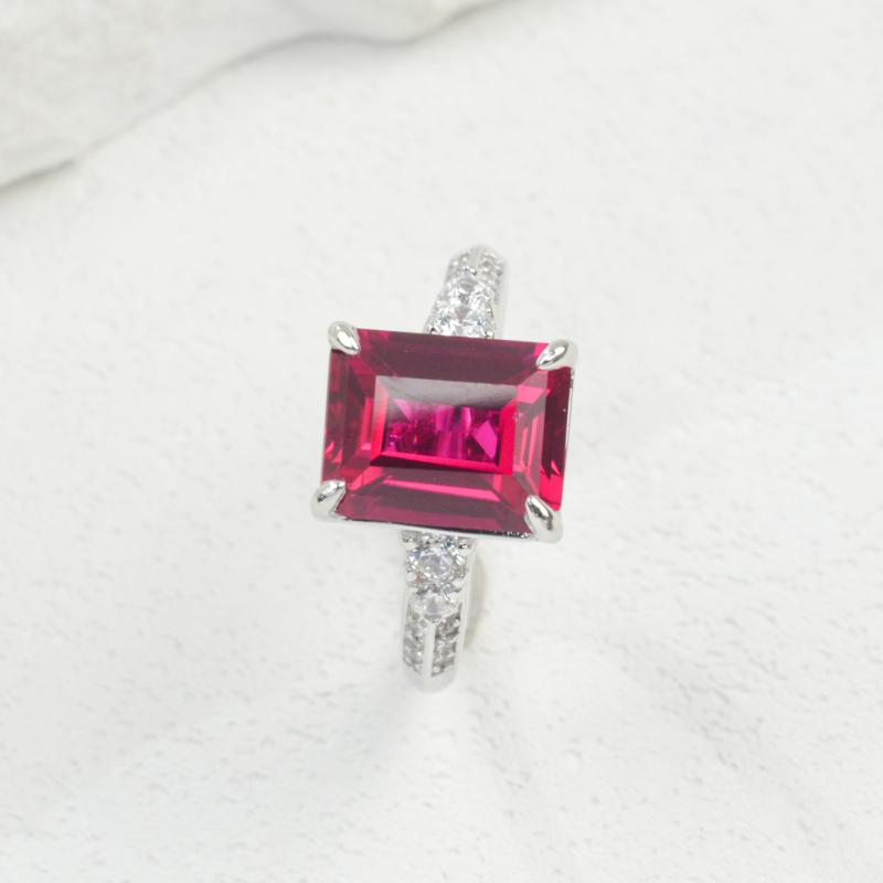 Zhou Hengfu Jewelry prsten od 925 srebra, kvadratnog geometrijskog oblika, premaz pravim zlatom, čarobni stil
