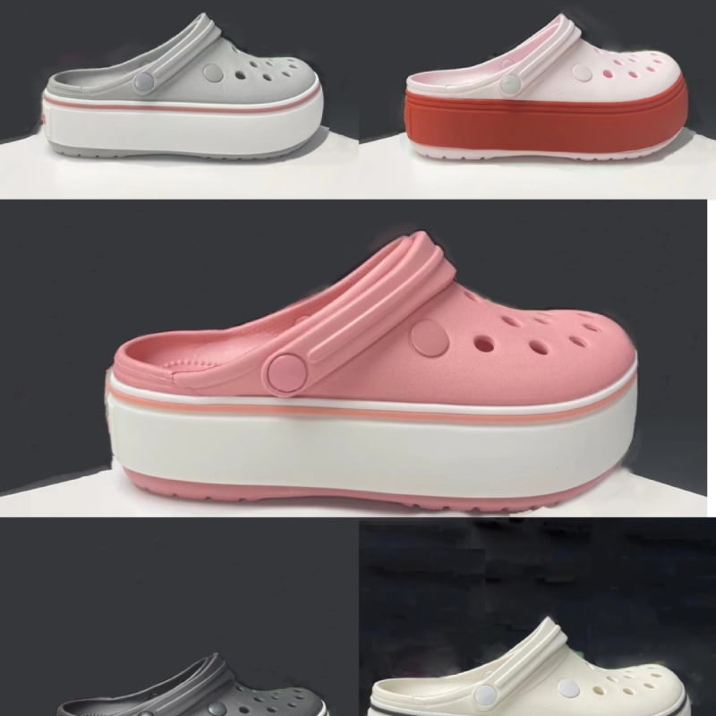 Női lyukacsos cipő – Vastag talp a magasságért, csúszásmentes, könnyű és légáteresztő strandcipő