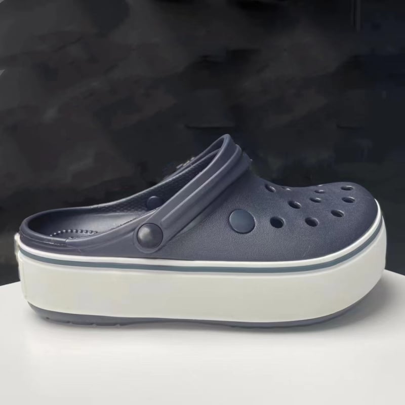 Női lyukacsos cipő – Vastag talp a magasságért, csúszásmentes, könnyű és légáteresztő strandcipő